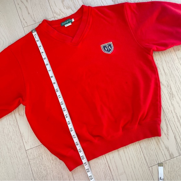 Vintage 90s Hang Ten 100% Pure Cotton Embroidered Logo Crewneck Red Sweatshirt - Picture 8 of 15